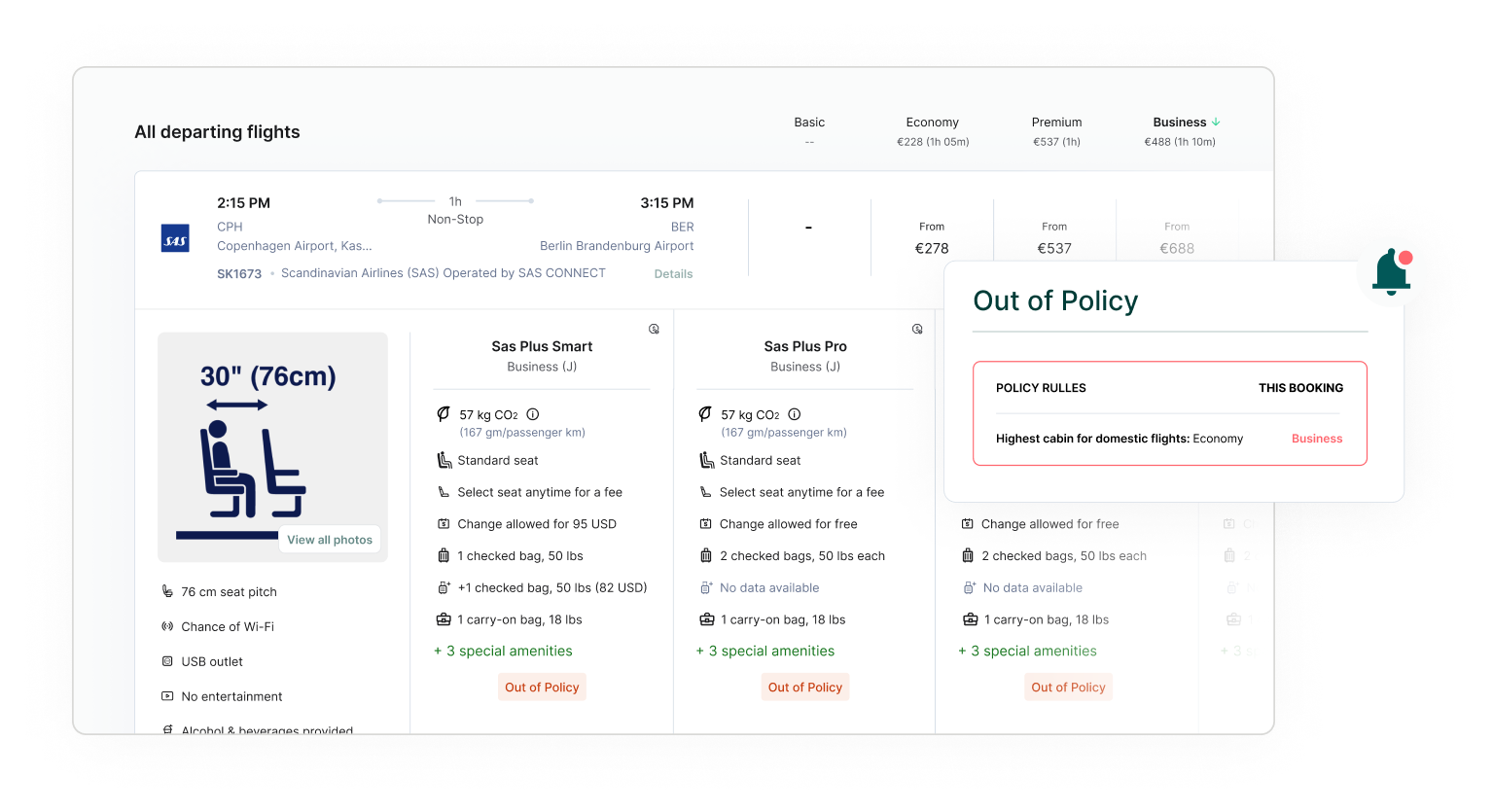 out of policy tickets for employee business travel 